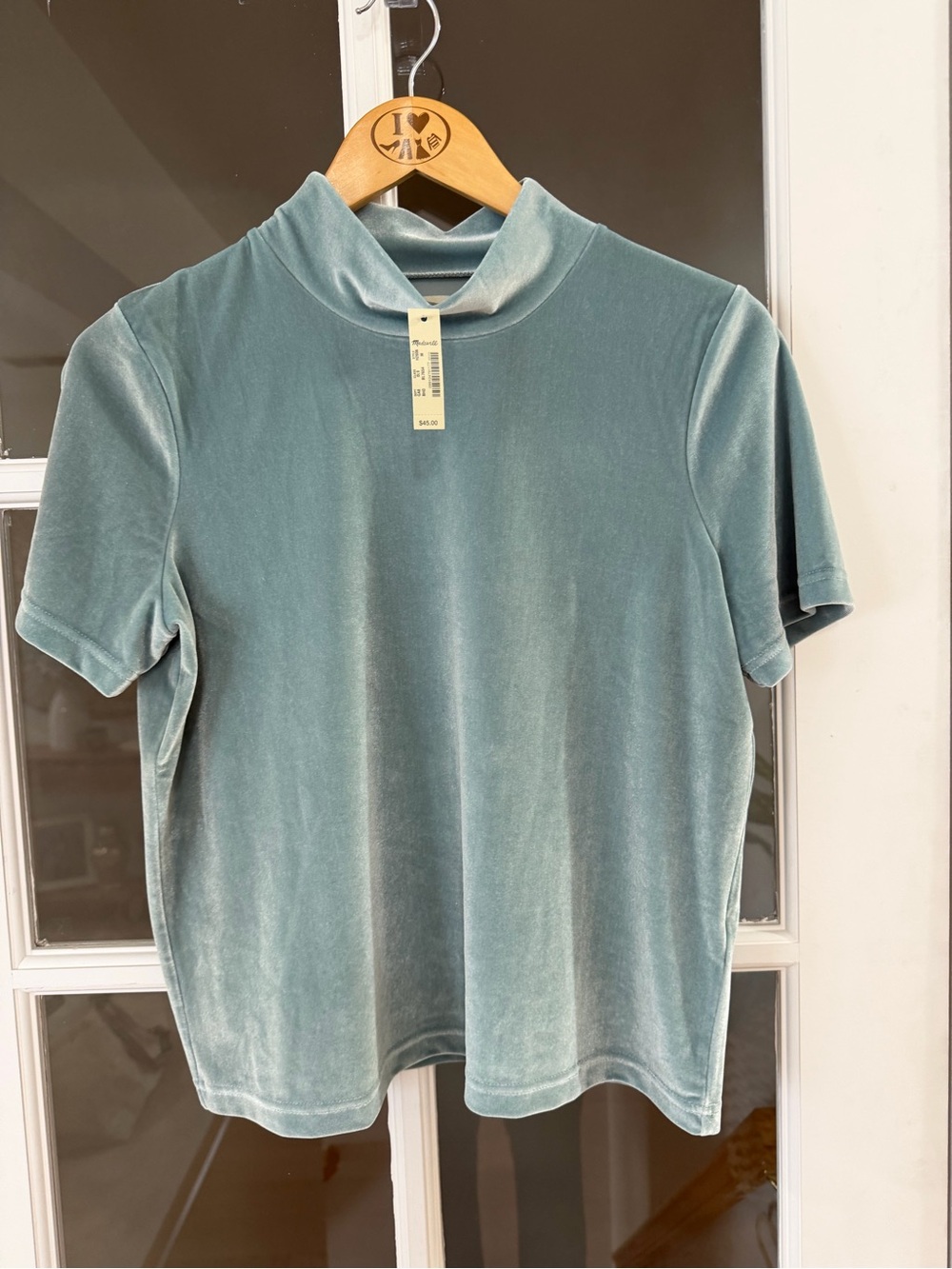 Madewell Velvet Mockneck Tee - Size M - NWT
